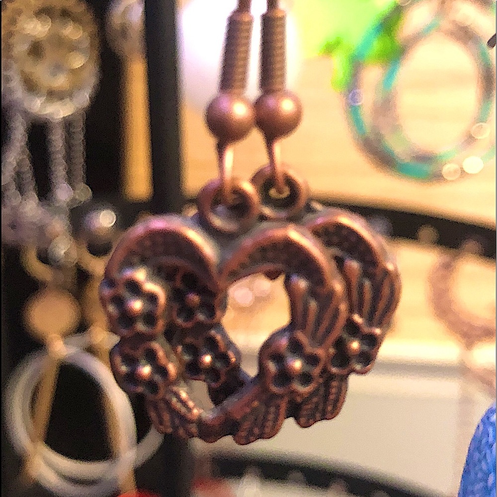 Rustic Heart Drop Earrings